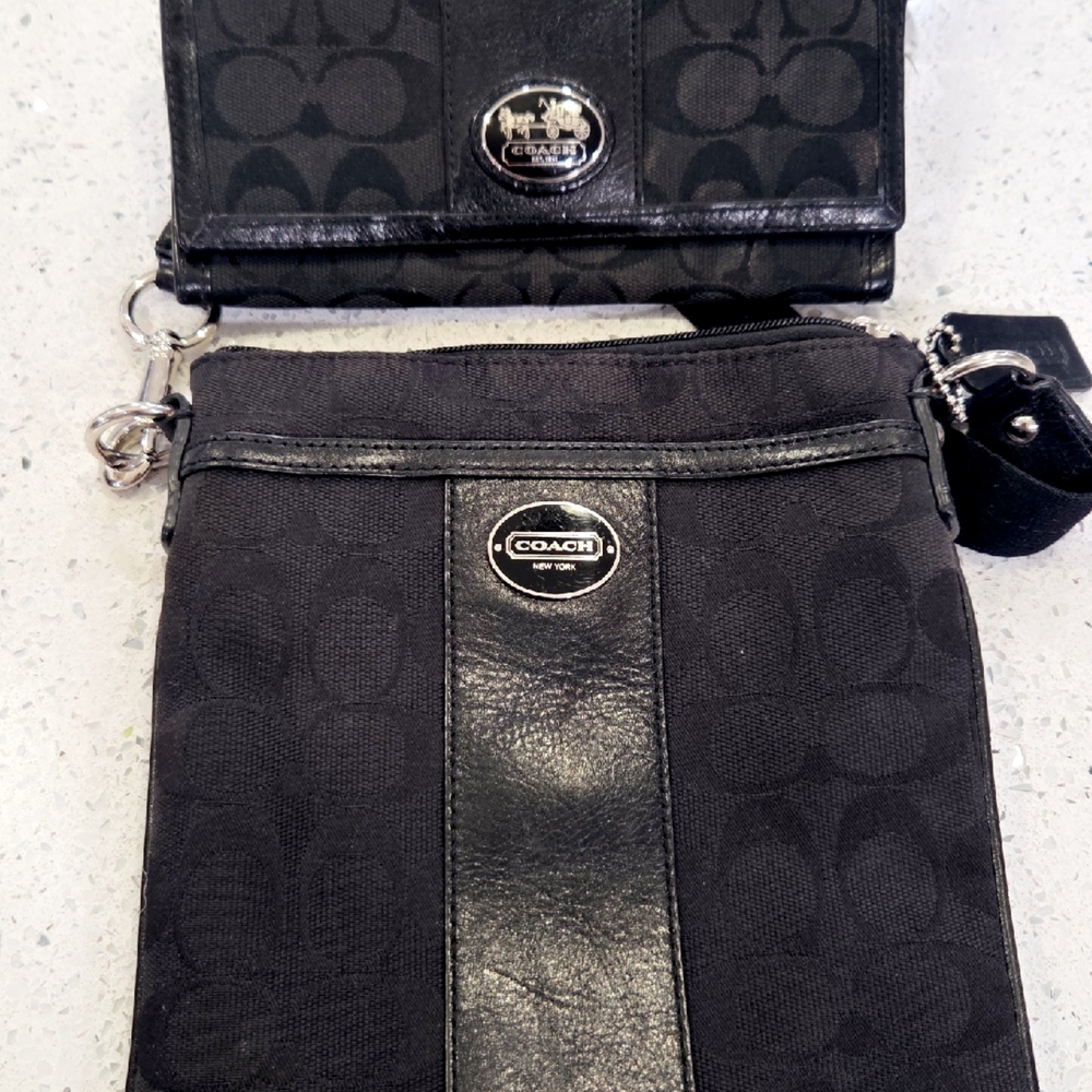 Coach Black Crossbody Bag and Wallet Duo
